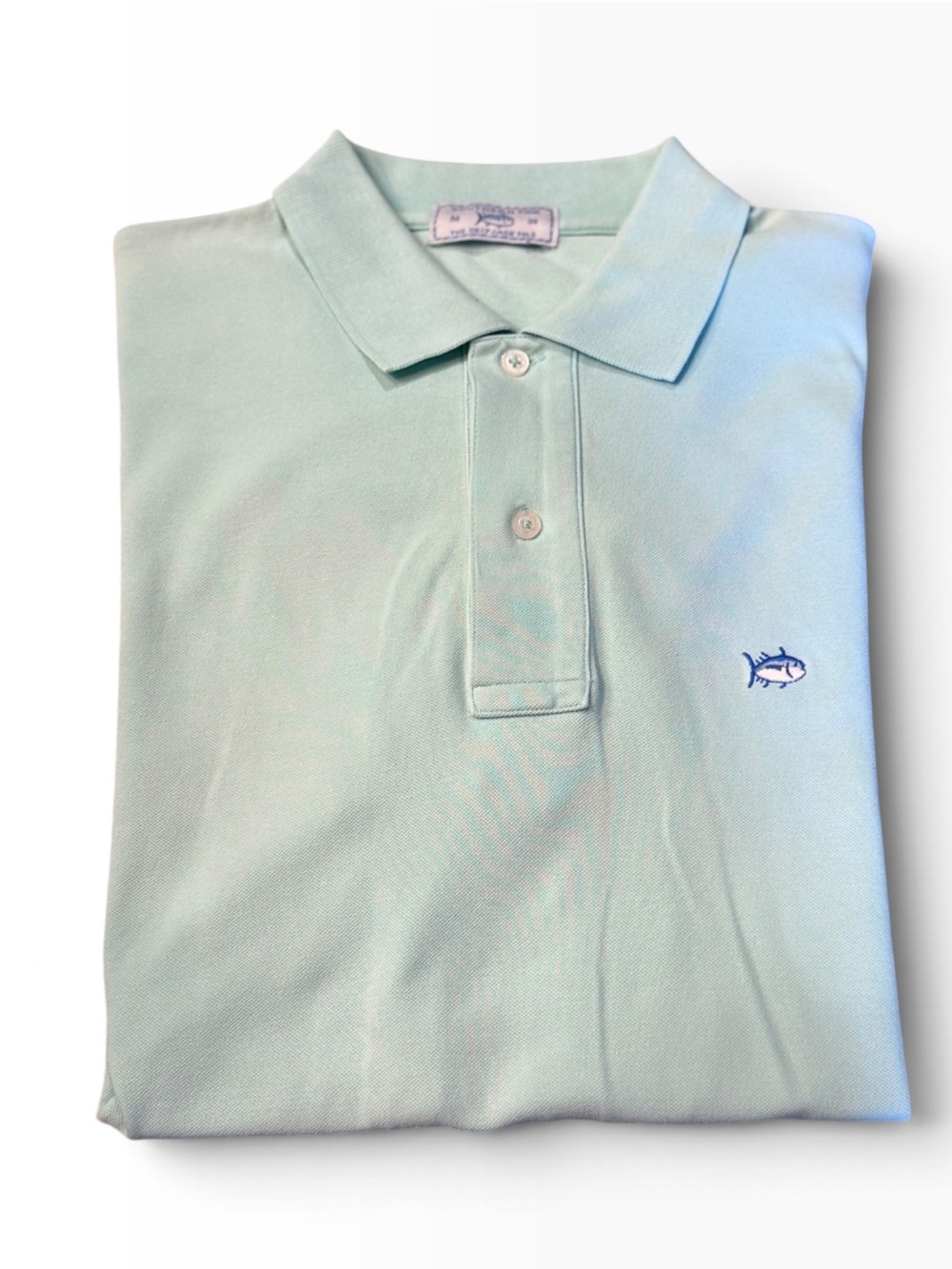 Southern Tide Men’s Medium Pale Aqua Short Sleeve Polo Shirt
